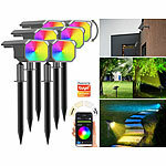 Luminea Home Control 6er-Set smarte Solar-Spots, RGB-CCT-LED, 100 lm, 2.200 mAh, 1 W, IP65 Luminea Home Control