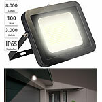 Luminea Wetterfester LED-Fluter, 8.000 Lumen, 100 Watt, IP65, 3.000 K Luminea Wasserfeste LED-Fluter (warmweiß)