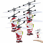 Simulus 4er Set Selbstfliegender Hubschrauber-Santa mit bunter LED-Beleuchtung Simulus Selbstfliegende Weihnachtsmänner