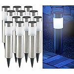 Lunartec 12er-Set elegante Edelstahl-Solar-LED-Wegeleuchten, mit Lichtsensor Lunartec LED-Solar-Wegeleuchten