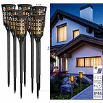 Lunartec 8er-Set LED-Solar-Gartenfackeln mit Flammen-Effekt und Akku, 78 cm Lunartec Solar-LED-Gartenfackeln