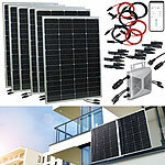 revolt Solar-Set: 800-Watt-Mikroinverter, 6x 150-W-Solarmodul, Einspeisekabel revolt Solaranlagen-Set: Mikro-Inverter mit MPPT-Regler und Solarpanel