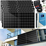 Solar-Hybrid-Inverter mit 12x 430-W-Solarmodulen, WLAN, Anschluss-Set DAH Solar Solaranlagen-Sets: Hybrid-Inverter mit Solarpanelen und MPPT-Laderegler