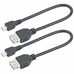 auvisio 2er-Set USB-OTG-Adapterkabel, Micro-USB Stecker zu USB-Buchse, 20 cm auvisio USB-OTG-Adapter
