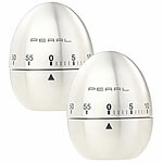 PEARL 2er-Set Kurzzeitmesser, Eieruhren aus Edelstahl, 60-Minuten-Timer PEARL Edelstahl-Eieruhren