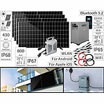 revolt 800-Watt-Microinverter mit 2,15-kWh-Solarakku und 4x 440-W-Solarmodul revolt Solaranlagen-Sets: Mikroinverter mit Solarmodul und Akkuspeicher