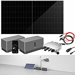revolt Solar-Set: WLAN-Mikroinverter mit 2x 1,03-kWh-Akku & 410-W-Solarmodul revolt Solaranlagen-Sets: Mikroinverter mit Solarmodul und Akkuspeicher