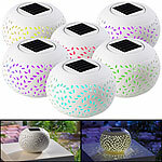 Lunartec 6er-Set Solar-Dekoleuchten aus Porzellan mit Farbwechsler + weißer LED Lunartec