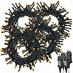 Lunartec 4er-Set LED-Lichterketten mit 100 LEDs, Timer, Batterie, warmweiß, 10m Lunartec Batteriebetriebene LED-Lichterketten für innen und außen mit Timer 