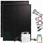 revolt Solaranglagen-Set: WLAN-Mikroinverter, 2x 215-W-Slim-Solarmodul, Kabel revolt Solaranlagen-Set: Mikro-Inverter mit MPPT-Regler und Solarpanel