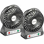 PEARL 2er-Set 2in1 Akku-Tisch-Ventilator mit LED-Leuchte, 1.300 mAh PEARL USB-Akku-Tischventilatoren mit LED-Leuchten