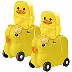 Xcase 2er-Set: 2x Kinder-Aufsitzkoffer und 2x Rucksack, Motiv "Küken", gelb Xcase 2er-Sets: Kinderkoffer zum Draufsitzen und passender Rucksack, Duck