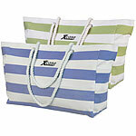Xcase 2er-Set wasserabweisende Strandtaschen, blau/weiß und grün/weiß Xcase Strandtaschen