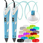 FreeSculpt 2er-Set 3D-Drucker-Stift, USB-Stromversorgung, inkl. 20 PLA-Filamente FreeSculpt 3D-Stifte 