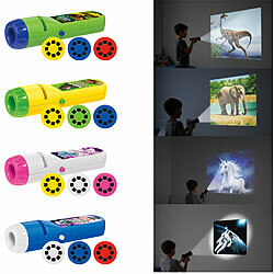Playtastic 4er-Set Projektor-Taschenlampen mit 96 Bildern auf 12 Bildscheiben Playtastic Projektor-Taschenlampen für Kinder 