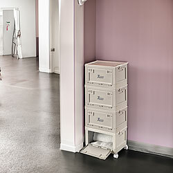 Xcase 2er Set 2er-Set Aufbewahrungsbox mit Deckel und MDF Ablage 30L,wheel Xcase Faltbare Aufbewahrungsboxen mit Deckel, MDF-Ablage und seitlichen Klappen 