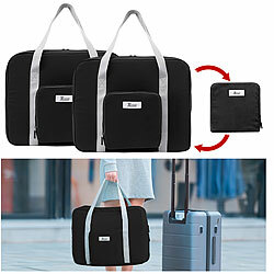 Xcase 2er Set Faltbare Handgepäck-Tasche für Flugreisen, 23 Liter, schwarz Xcase Faltbare Handgepäck-Reisetaschen