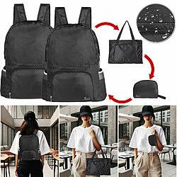 Xcase 2er-Set faltbare 2in1-Rucksäcke & -Taschen, leicht, wasserdicht, 20 l, Xcase Faltbare 2in1-Rucksäcke und -Taschen, wasserdicht
