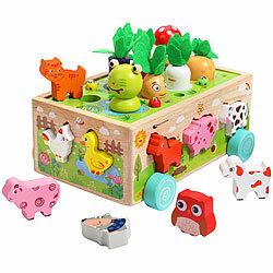 Playtastic 25-teiliges Sortierspielzeug "Farm" aus Holz, mit Tieren und Pflanzen Playtastic Sortierspielzeuge