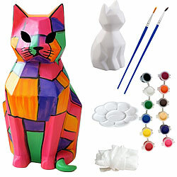 Playtastic DIY-Katzenlampen-Malset mit 12 Farben, batteriebetrieben Playtastic DIY-Mallampen für Kinder