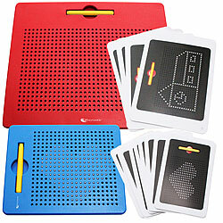 Playtastic 2er-Set magnetische Reise-Zeichentafeln, Stift & Vorlagen, rot & blau Playtastic Magnetische Zeichentafeln