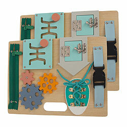 Playtastic 2er-Set Holz Beschäftigungstafel, 6 verschiedene Aktivitäten, Motorik Playtastic Beschäftigungstafeln für Kinder mit verschiedenen Aktivitäten