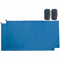 PEARL 2er Mikrofaser-Handtuch mit Tasche,schnell trocknend,200 x 100 cm,blau PEARL Mikrofaser-Handtücher 
