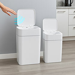 infactory 2er-Set Sensor-Mülleimer aus Kunstoff, 12 und 16 Liter infactory Kunststoff-Mülleimer mit Sensoren