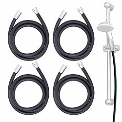 BadeStern 4er-Set flexible Silikon-Duschschläuche mit Verdrehschutz,1,5Meter, sc BadeStern Ultra flexibler & dehnbarer Silikon-Brauseschläuche