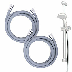 BadeStern 2er-Set flexible Silikon-Duschschläuche mit Verdrehschutz,2 Meter,grau BadeStern Ultra flexibler & dehnbarer Silikon-Brauseschläuche