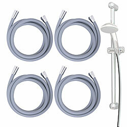 BadeStern 4er-Set flexible Silikon-Duschschläuche mit Verdrehschutz,2 Meter,grau BadeStern Ultra flexibler & dehnbarer Silikon-Brauseschläuche