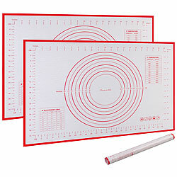 Rosenstein & Söhne 2er-Set Silikon-Backmatte mit Maßen & Schablonen, Antihaft, 60 x 40 cm Rosenstein & Söhne Silikon-Teigunterlagen