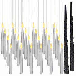 Lunartec 24er-Set schwebende LED-Kerzen mit Zauberstab-Fernbedienung, 15 cm Lunartec 