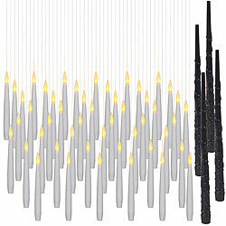 Lunartec 48er-Set schwebende LED-Kerzen mit Zauberstab-Fernbedienung, 15 cm Lunartec Schwebende flammenlose Stabkerzen mit Fernbedienungen