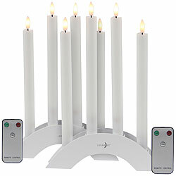 Lunartec 8 Akku-LED-Stabkerzen mit Dochten, Bogen-Ladestation, Timer, w Lunartec Akku-LED-Stabkerzen mit Dochten, Bogen-Ladestation und Timer 