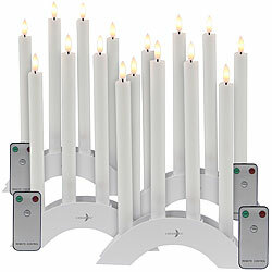 Lunartec 16 Akku-LED-Stabkerzen mit Dochten, Bogen-Ladestation, Timer, w Lunartec Akku-LED-Stabkerzen mit Dochten, Bogen-Ladestation und Timer