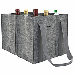 PEARL 2er-Set Filz-Flaschen-Tragetaschen, 6 Flaschen, 1,5 Liter, hellgrau PEARL Filz-Flaschen-Tragetaschen