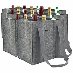 PEARL 8er-Set Filz-Flaschen-Tragetaschen, 6 Flaschen, 1,5 Liter, hellgrau PEARL Filz-Flaschen-Tragetaschen