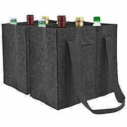 PEARL 2er-Set Filz-Flaschen-Tragetaschen, 6 Flaschen, 1,5 Liter, anthrazit PEARL Filz-Flaschen-Tragetaschen