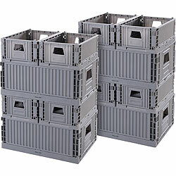 Rosenstein & Söhne 12er-Set Kunststoff-Aufbewahrungskisten, stapelbar, zwei Größen Rosenstein & Söhne Faltbare Kunststoff-Aufbewahrungsboxen, stapelbar 