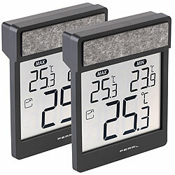 PEARL 2er-Set digitale Fensterthermometer zeigt Außen-,Höchst- & Tiefstwerte PEARL Digitale Fensterthermometer