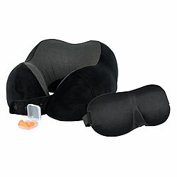 newgen medicals Ergonomisches Nackenkissen aus Memory-Schaum im 3-teiligen Reise-Set newgen medicals Memory-Foam-Nackenhörnchen