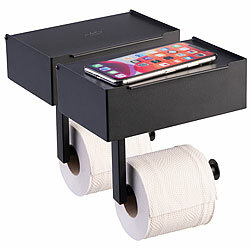 infactory 2er-Set Toilettenpapierhalterungen mit Feuchttücherbox, ohne Bohren infactory Toilettenpapierhalterungen mit Feuchttücherbox, ohne Bohren, zum Kleben