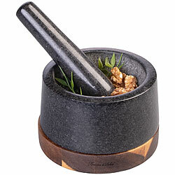 Rosenstein & Söhne Set mit Mörser und Stößel aus Granit und Holz, 14 cm Rosenstein & Söhne Mörser