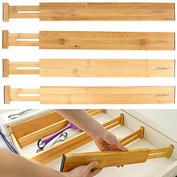 Carlo Milano 4er-Set verstellbare Schubladentrenner aus Bambus, 45,2 bis 52,3cm Carlo Milano Schubladentrenner