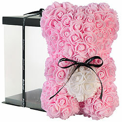 infactory Rosenbär aus künstlichen Rosen, pink, mit Geschenkbox infactory Rosenbären