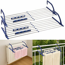 PEARL 2er-Set Premium-Teleskop-Wäschetrockner für Heizkörper, 4 m ausziehbar PEARL Ausziehbare Edelstahl-Wäschetrockner für Heizkörper und Balkon-Geländer
