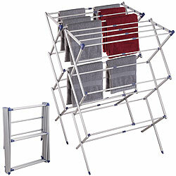 PEARL 2er-Set Ausziehbarer Teleskop-Scheren-Wäscheständer, klappbar, 8 m PEARL Ausziehbare Scheren Wäscheständer, klappbar, 6 Ebenen, 8 m Trockenstange