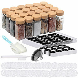 Rosenstein & Söhne 24er-Set Gewürzgläser mit Bambusdeckel, je 120 ml, 240 Etiketten Rosenstein & Söhne Gewürzgläser-Sets 