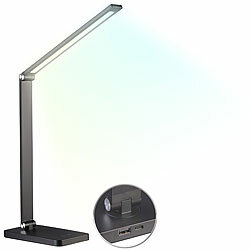 Lunartec Aluminium-Akku-Schreibtischleuchte, CCT, 280 Lumen, USB, schwarz Lunartec Aufladbare Alu-Tischlampen mit CCT